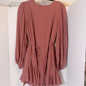 Xmas sale! Women’s Long Sleeve Ruffled Hem Dress, Pink, Anrabess, Size X-Large.